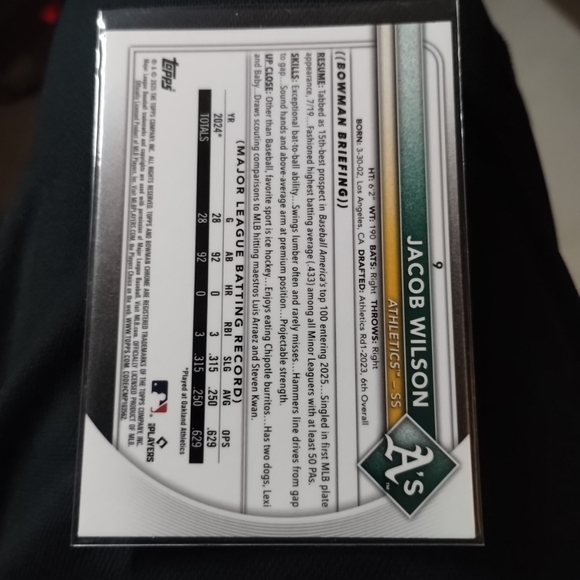 Jacob Wilson -2025 Bowman  #9 Chrome Mojo Refractor (RC) - Picture 2 of 2